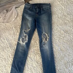 J Brand Dark Blue Distressed Skinny Jeans